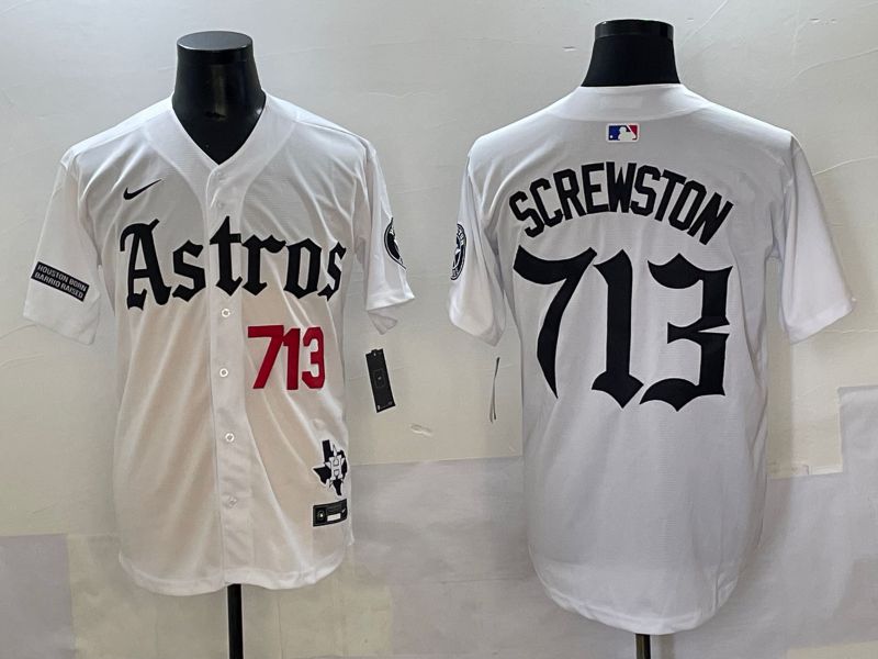 Men 2025 Houston Astros 713 Screwston White Five generations Joint Name Nike MLB Jersey style 4->houston astros->MLB Jersey
